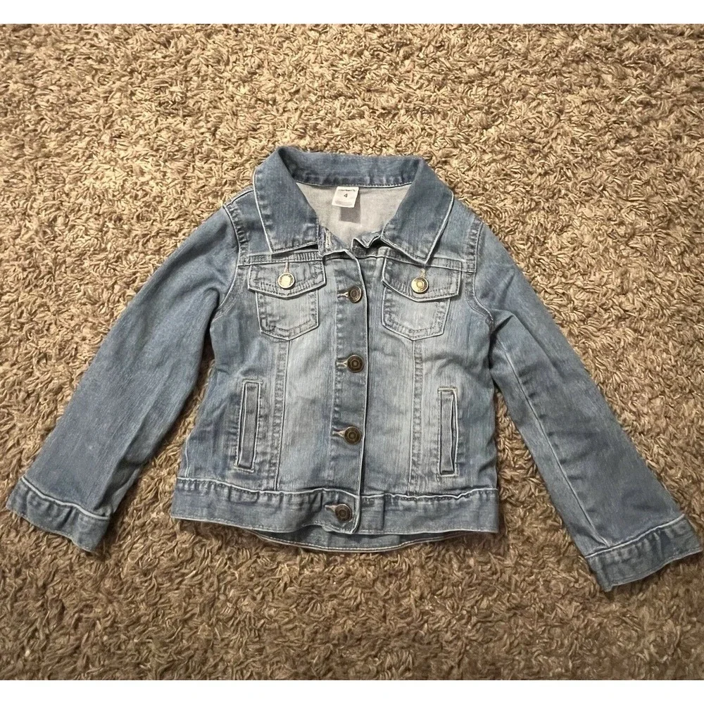Carters‎ Girls Denim Jean Jacket Size 4 Blue Stretch Medium Wash Classic